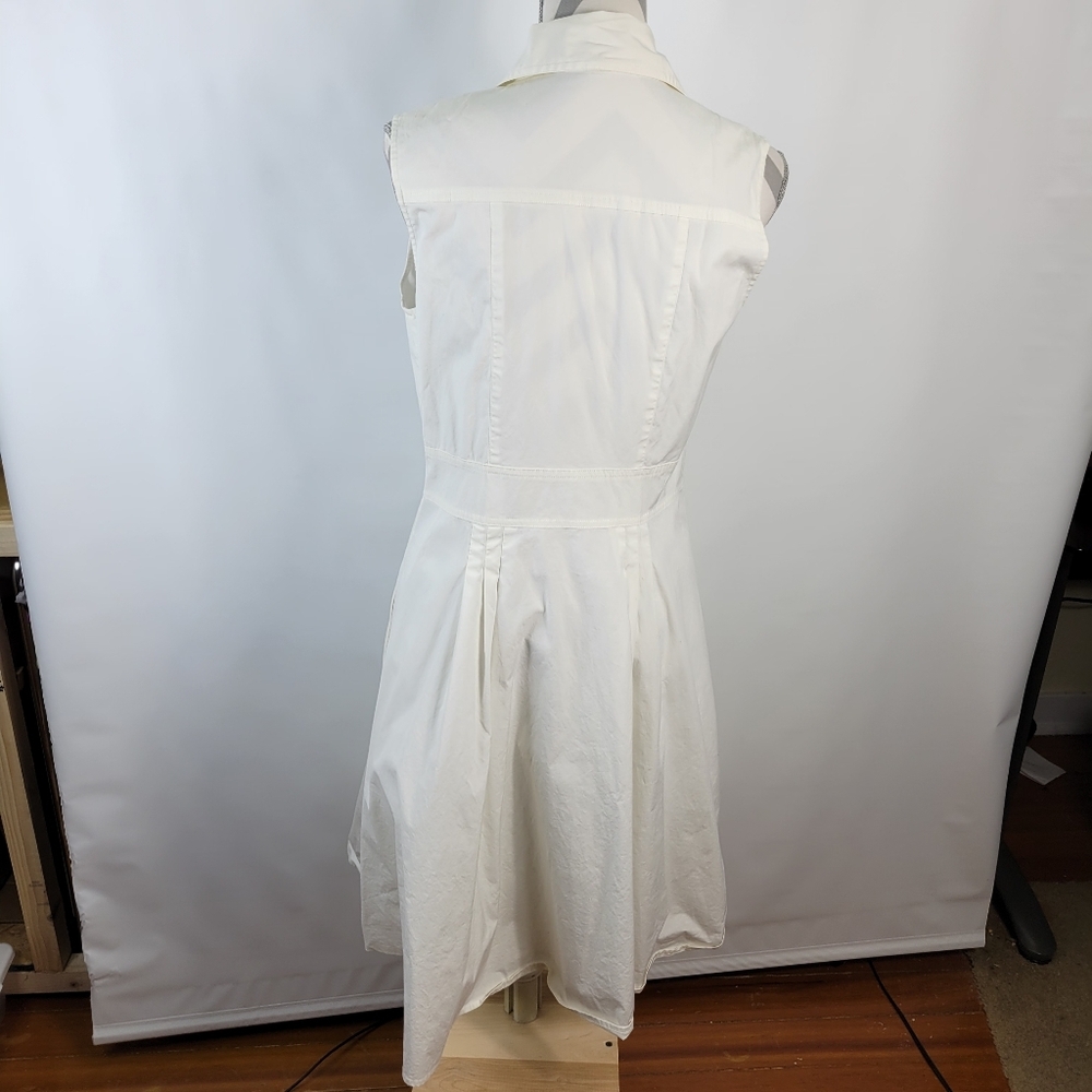 Ann Taylor Loft White Sleeveless Shirt Dress Cotton Size 12 - Picture 8 of 15